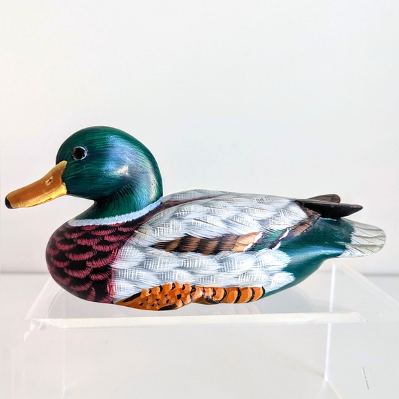 Vintage 8.5" Small Scale Hand Painted Mallard Duck Figurine Collector Decoy Hunt - Picture 4 of 9